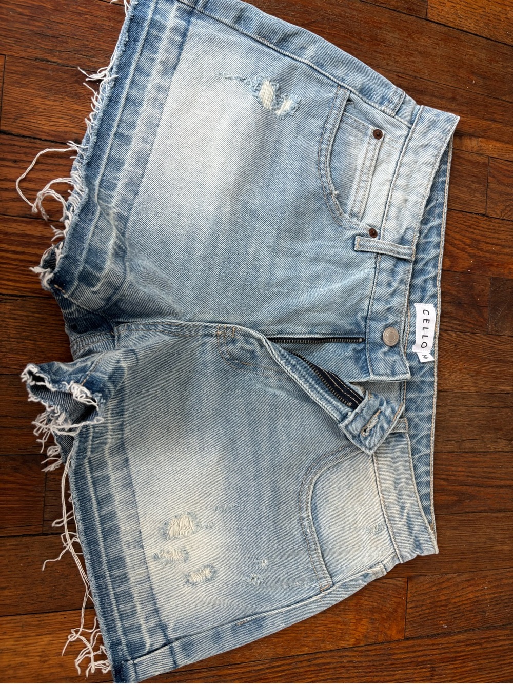 CELLO Light Blue Distressed Denim Jean Shorts